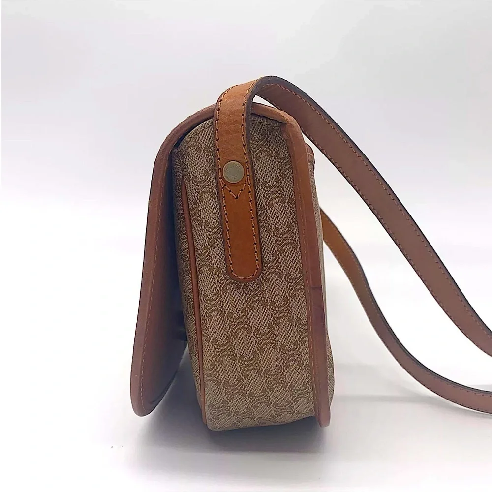 Celine Macadam Triomphe canvas and leather shoulder bag